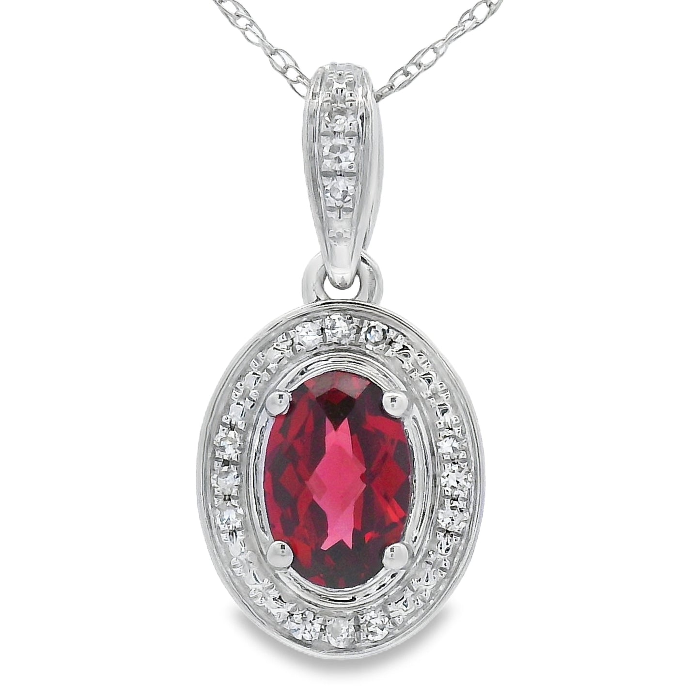 .58ct Garnet Diamond Fashion Pendants 10KT White Gold Bids.com