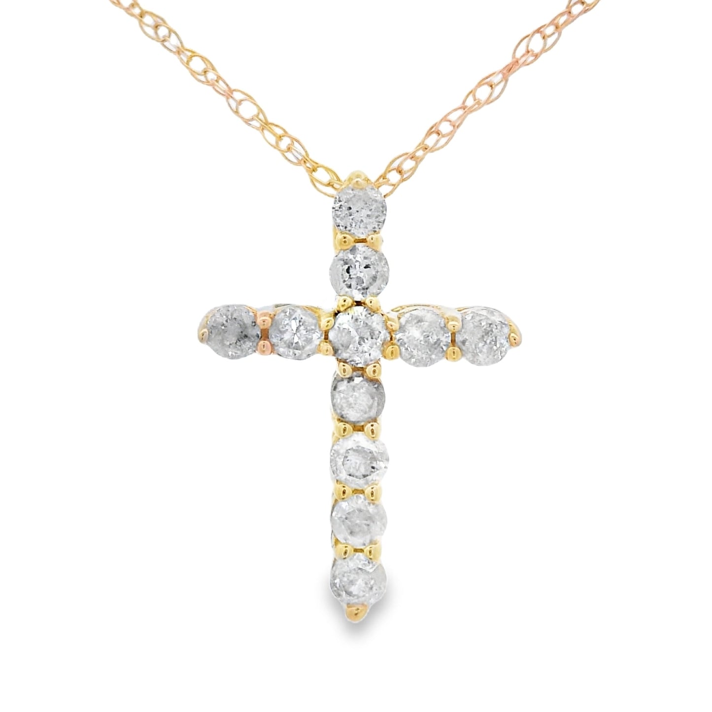 .19ct Diamond Cross Religious Pendant 14KT Yellow Gold Bids.com