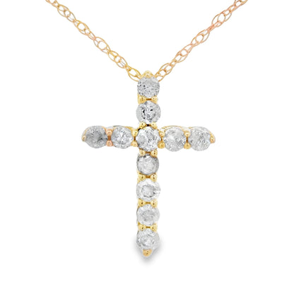 .19ct Diamond Cross Religious Pendant 14KT Yellow Gold Bids.com