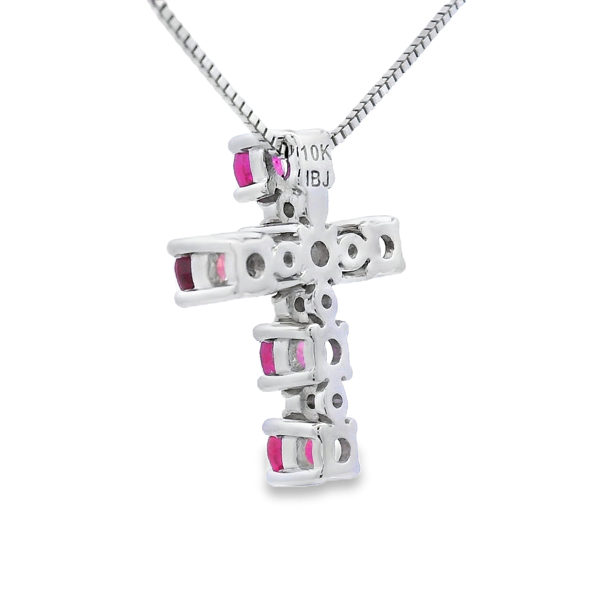 Ruby Diamond Cross Religious Pendant 10KT White Gold Bids.com
