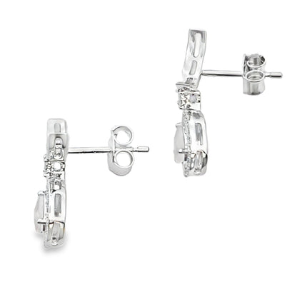 Rose Quartz Diamond Dangle Earrings 10KT White Gold Bids.com