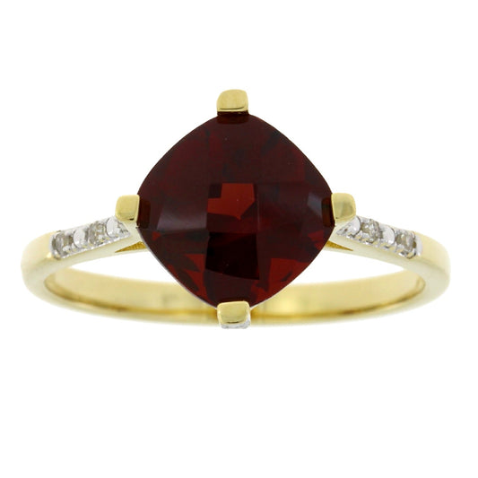 Genuine 1.25ct Garnet Diamond Ring 10KT Yellow Gold Bids.com
