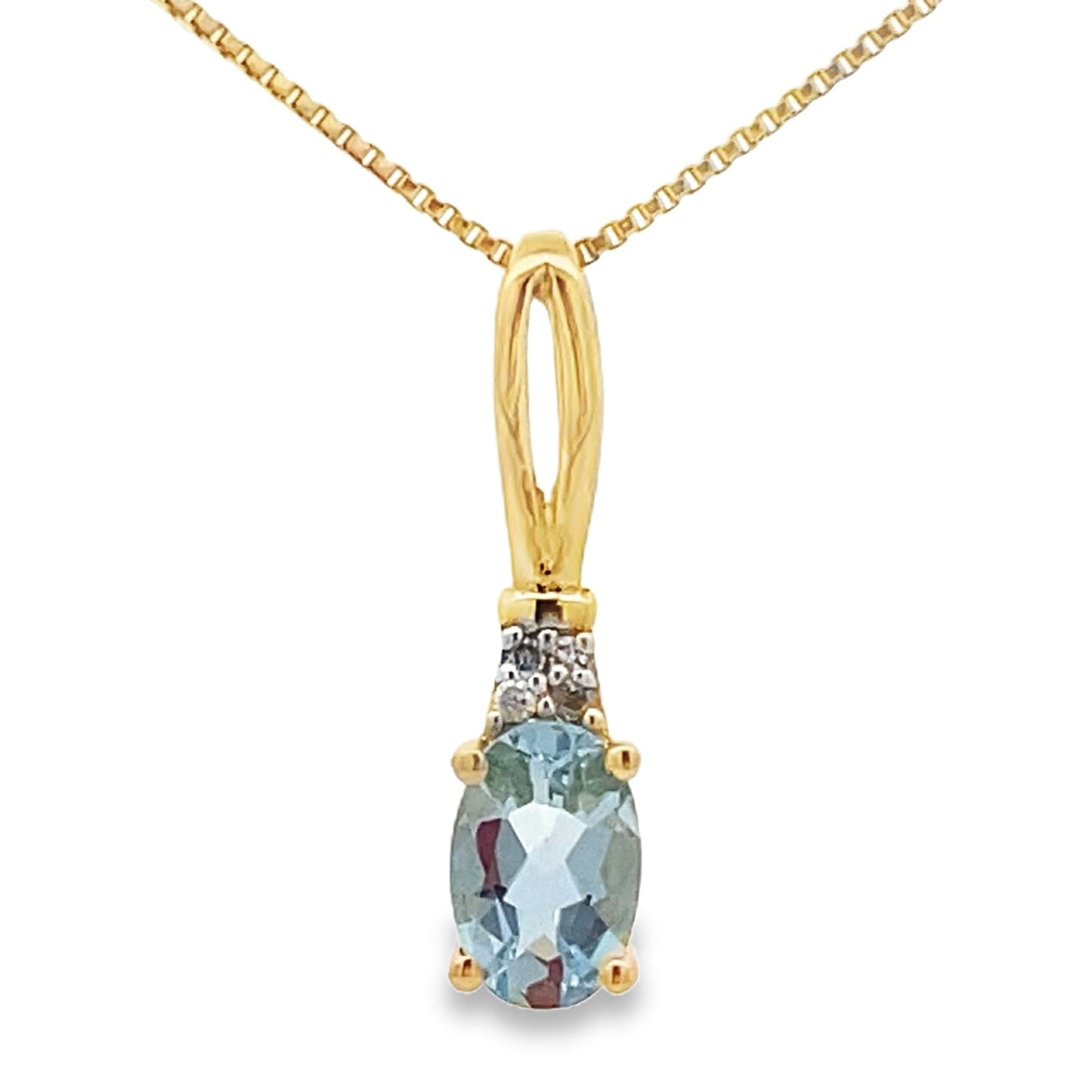 Aquamarine Diamond Fashion Pendants 10KT Yellow Gold Bids.com