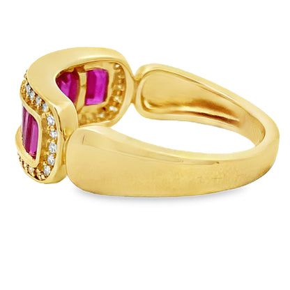 Genuine 1.10ct Ruby Diamond Ring 10KT Yellow Gold Bids.com