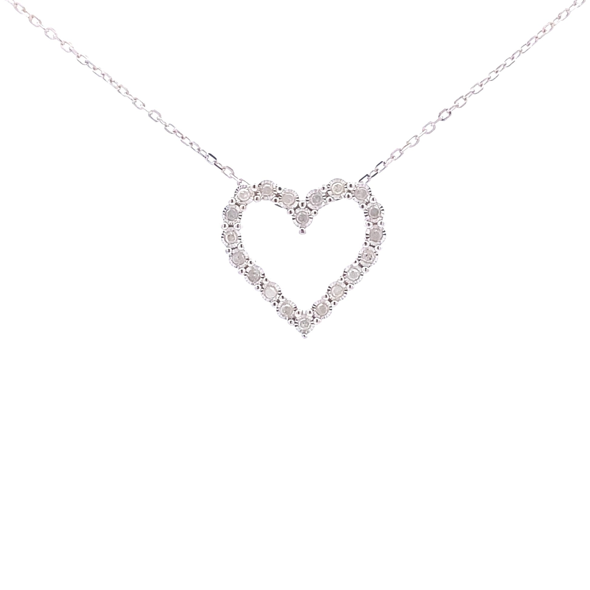 .25ct Diamond Heart Love Pendant Sterling Silver Bids.com