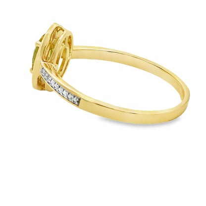 Genuine .55ct Peridot Diamond Ring 10KT Yellow Gold Bids.com
