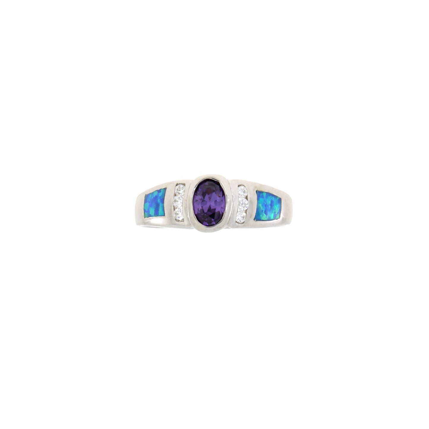 Cubic Zirconia Created Opal Ring Sterling Silver Bids.com