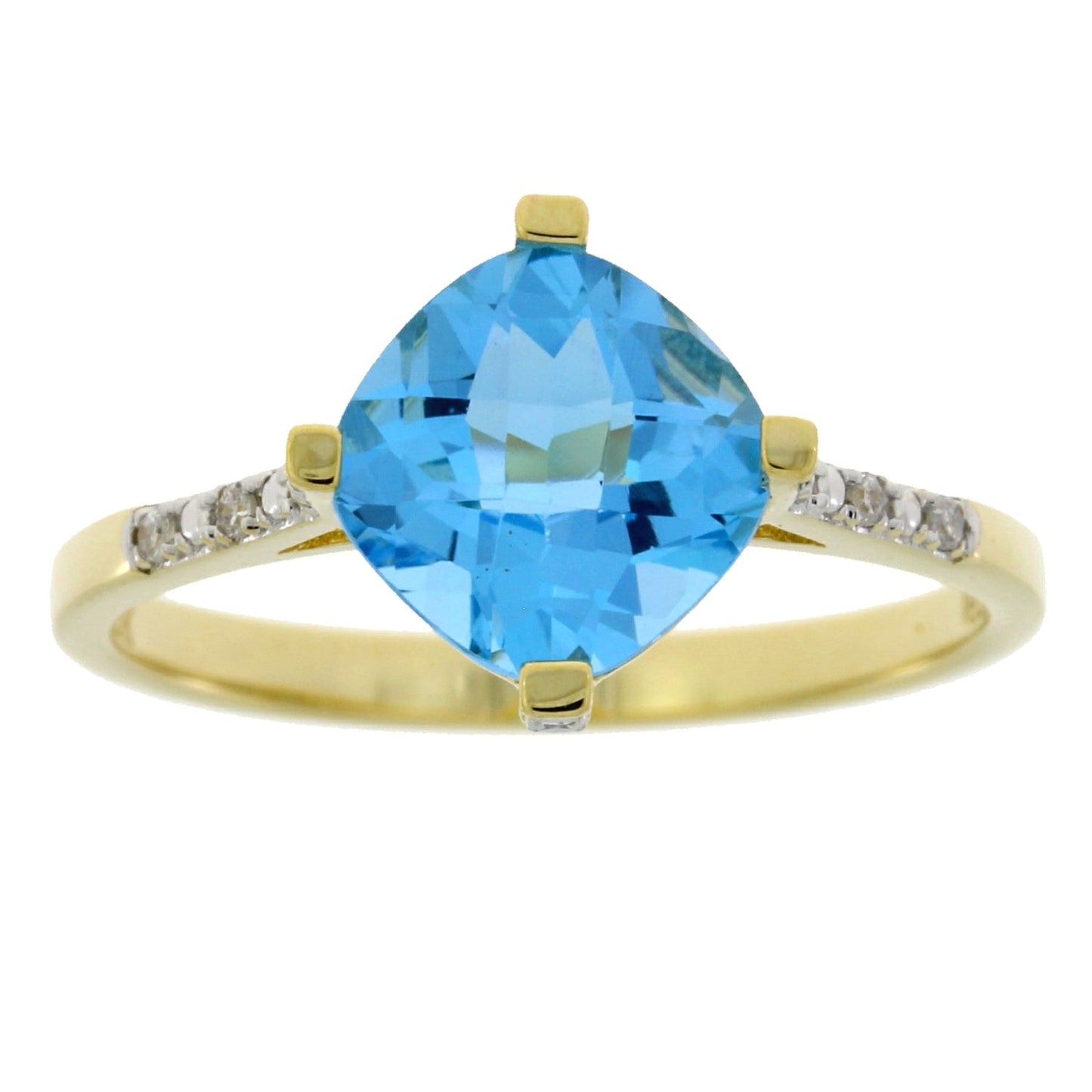 Genuine 1.20ct Blue Topaz Diamond Ring 10KT Yellow Gold Bids.com