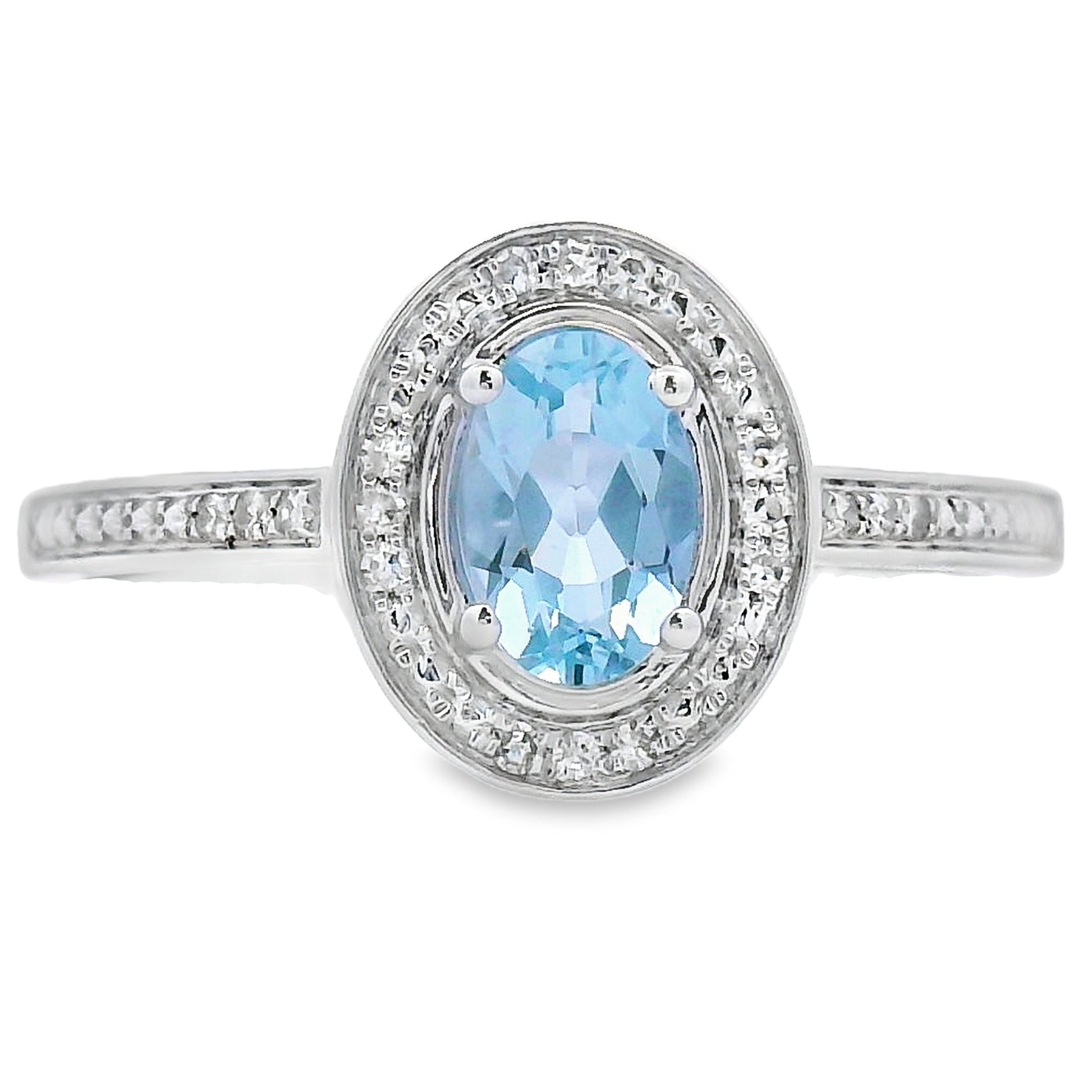 Natural .40ct Aquamarine Diamond Ring 10KT White Gold Bids.com