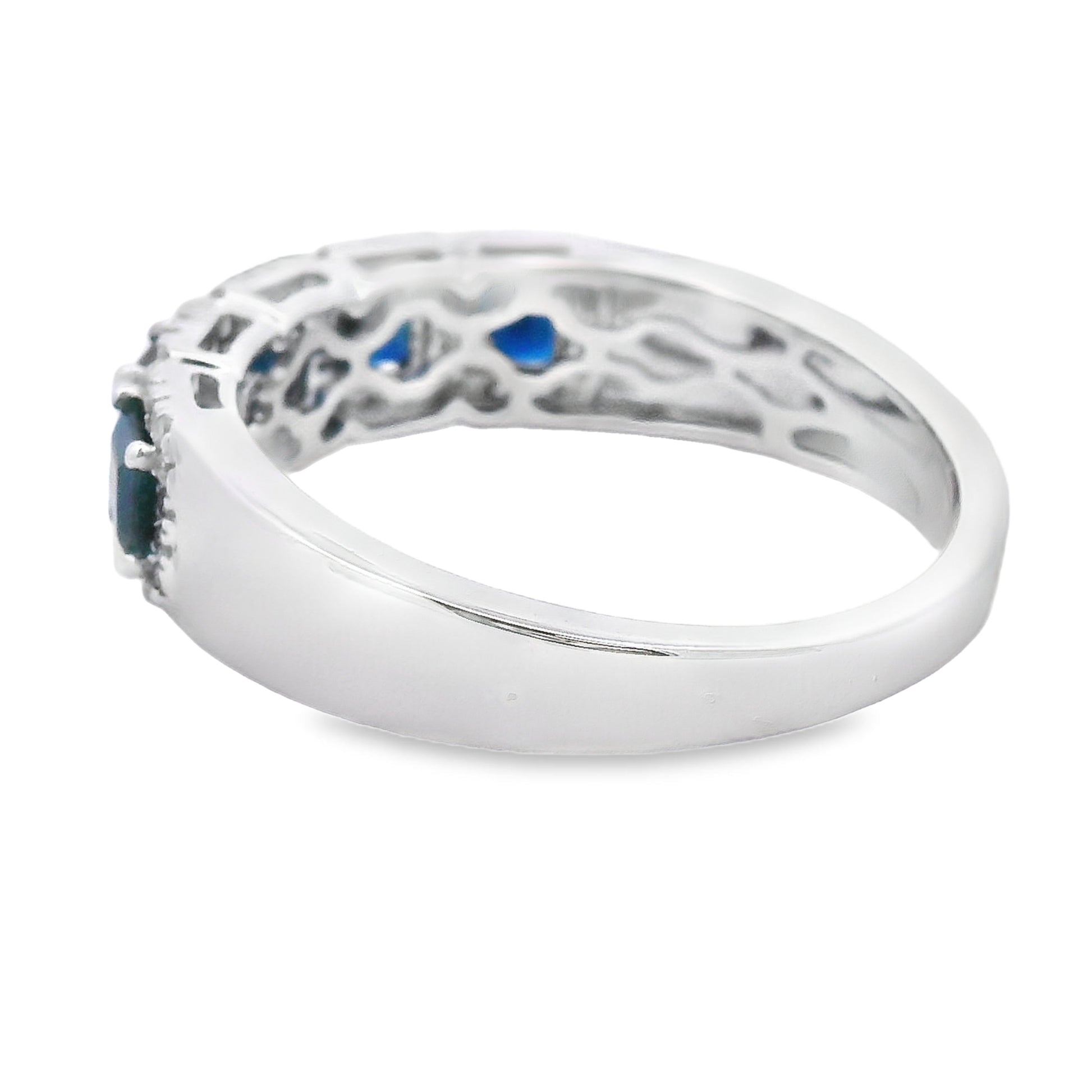 Sapphire Diamond Wedding Band Ring 10KT White Gold Bids.com