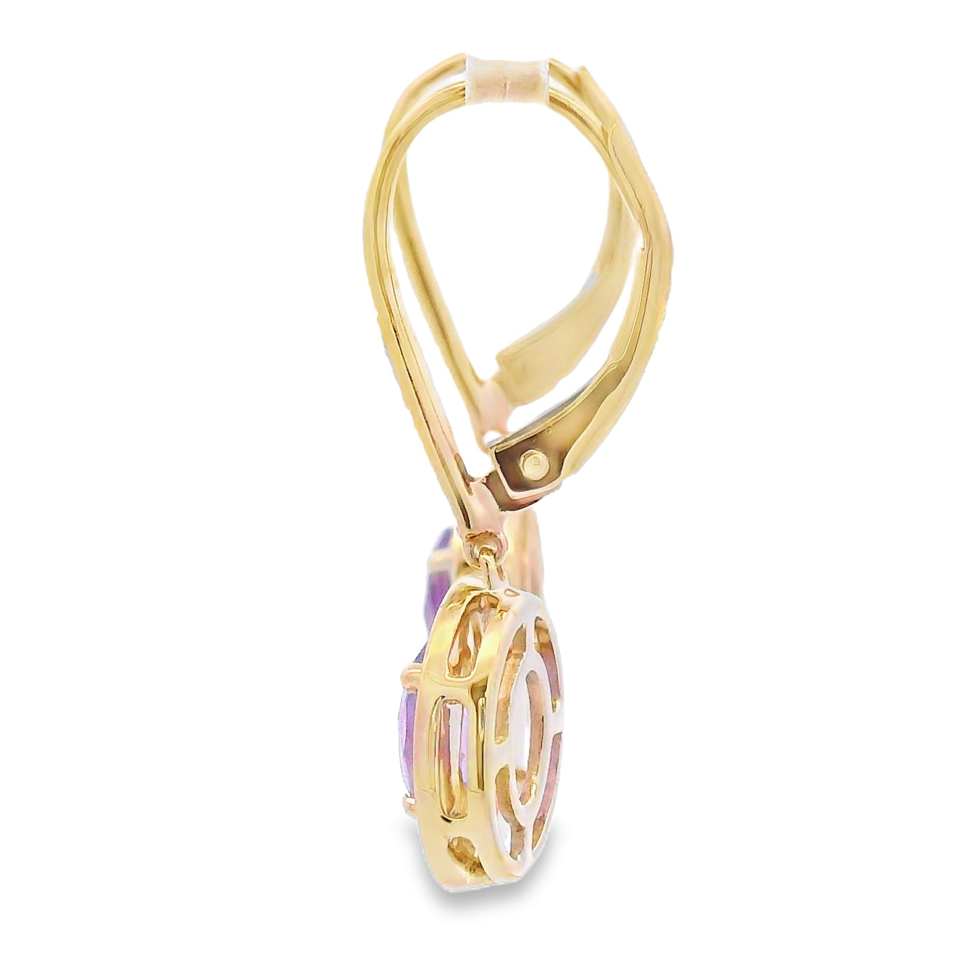 .98ct Amethyst Diamond Dangle Earrings 10KT Yellow Gold Bids.com