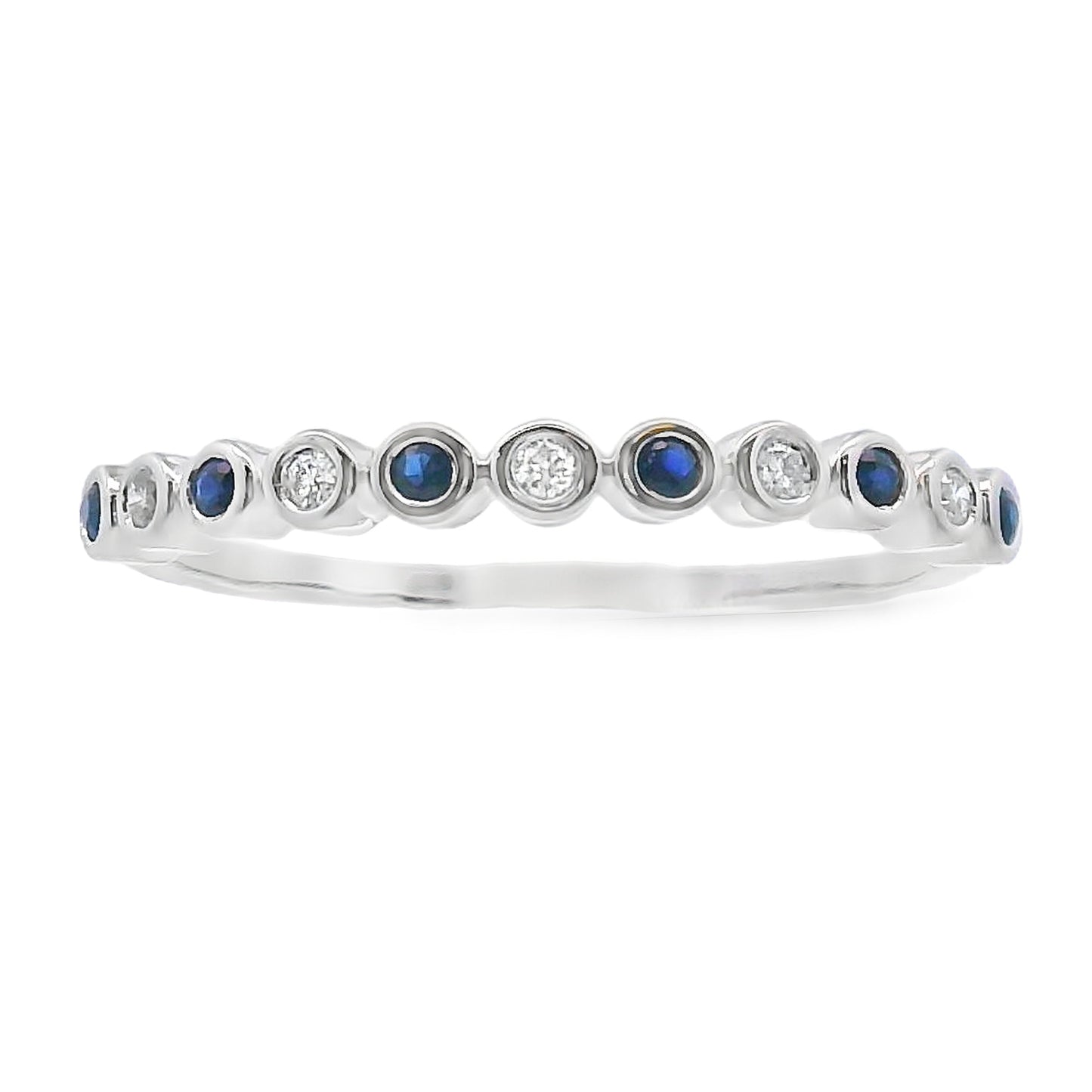 Sapphire Diamond stackable band set 14KT White Gold Bids.com