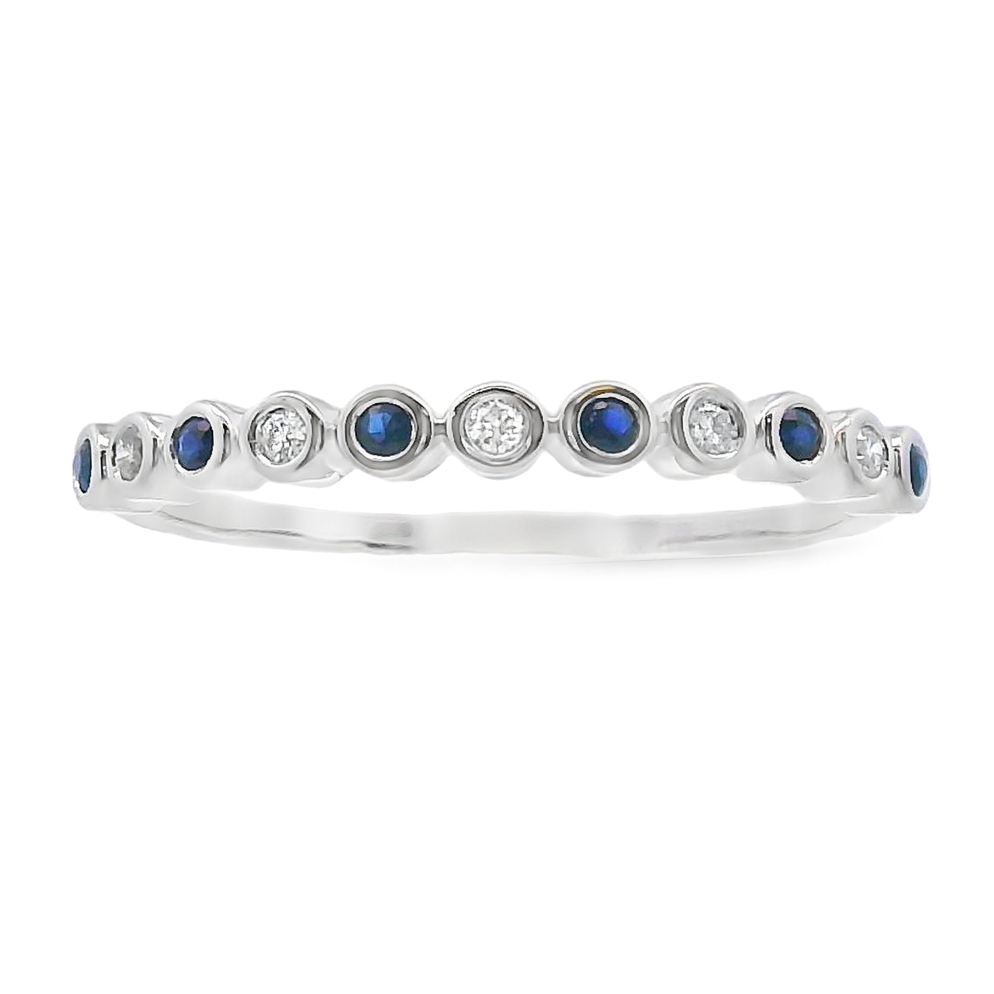 Sapphire Diamond stackable band set 14KT White Gold Bids.com