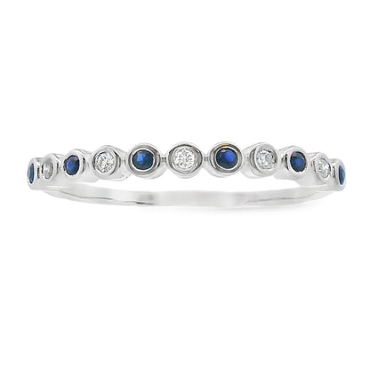 Sapphire Diamond stackable band set 14KT White Gold Bids.com