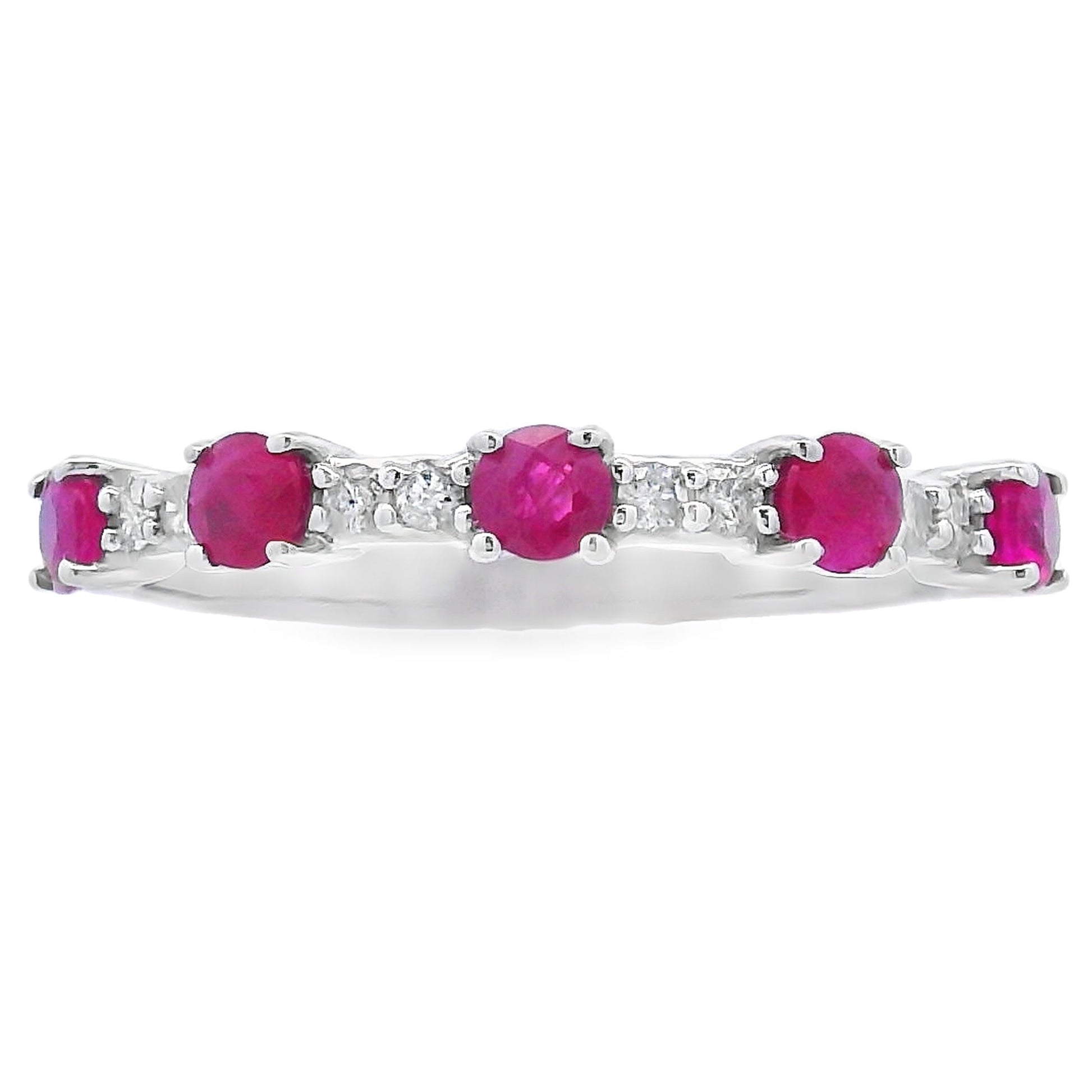 .70ct Ruby Diamond Wedding Band Ring 10KT White Gold Bids.com