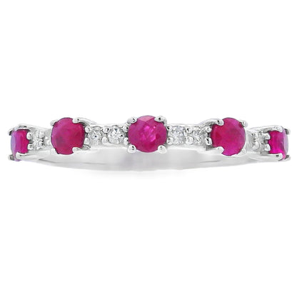 .70ct Ruby Diamond Wedding Band Ring 10KT White Gold Bids.com