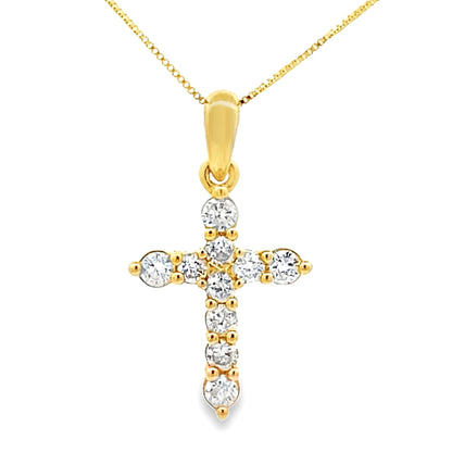 .23ct Diamond Cross Religious Pendant 14KT Yellow Gold Bids.com