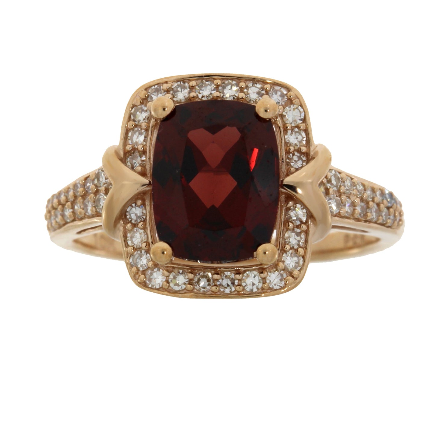 Genuine 3.13ct Garnet Diamond Ring 10KT Rose Gold Bids.com