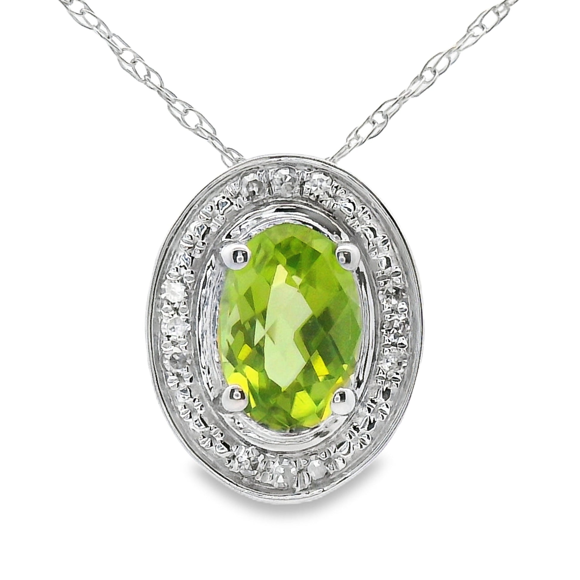 .52ct Peridot Diamond Fashion Pendants 10KT White Gold Bids.com