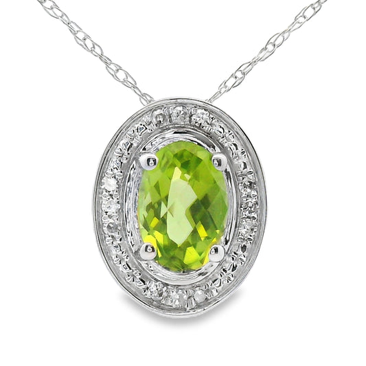 .52ct Peridot Diamond Fashion Pendants 10KT White Gold Bids.com