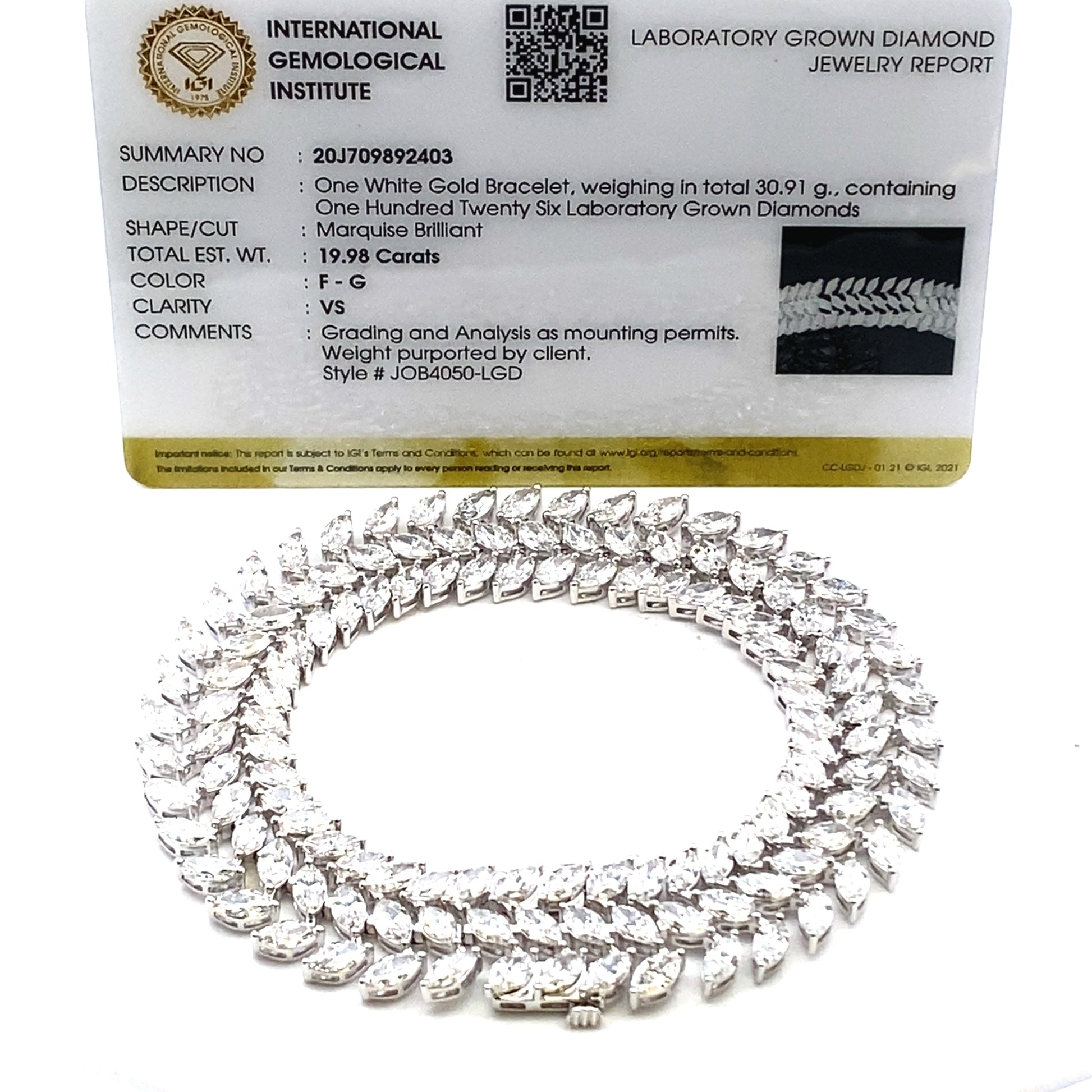 Lab Grown Diamond Tennis Bracelet 14KT White Gold Bids.com
