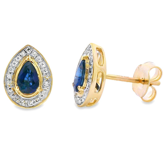 .58ct Sapphire Diamond Stud Earrings 10KT Yellow Gold Bids.com
