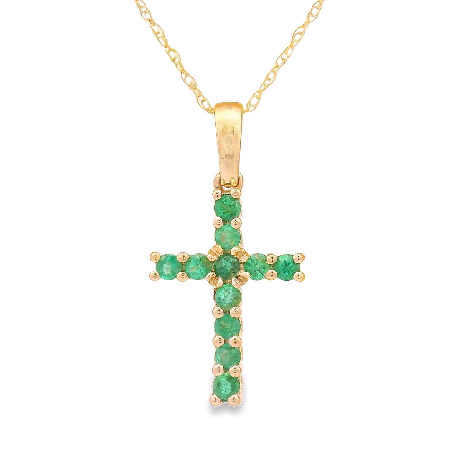 .20ct Emerald Cross Religious Pendant 14KT Yellow Gold Bids.com