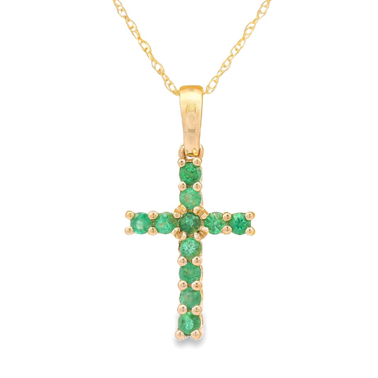 .20ct Emerald Cross Religious Pendant 14KT Yellow Gold Bids.com