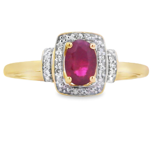 Genuine .65ct Ruby Diamond Ring 10KT Yellow Gold Bids.com