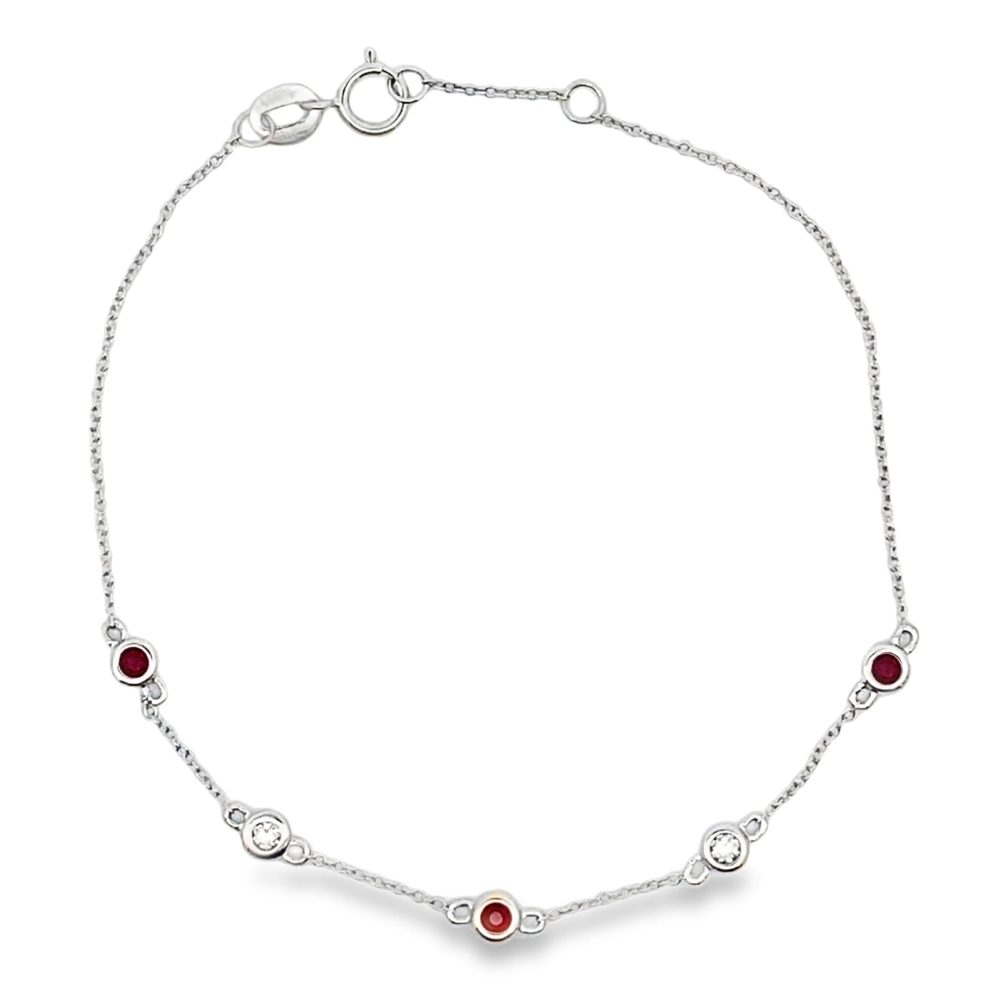 Natural .25ct Ruby Diamond Bracelet 14KT White Gold Bids.com