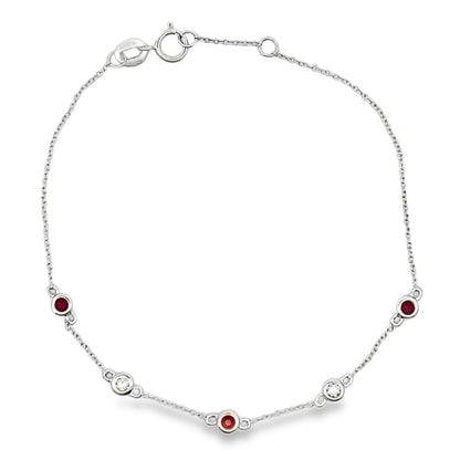 Natural .25ct Ruby Diamond Bracelet 14KT White Gold Bids.com
