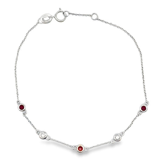 Natural .25ct Ruby Diamond Bracelet 14KT White Gold Bids.com