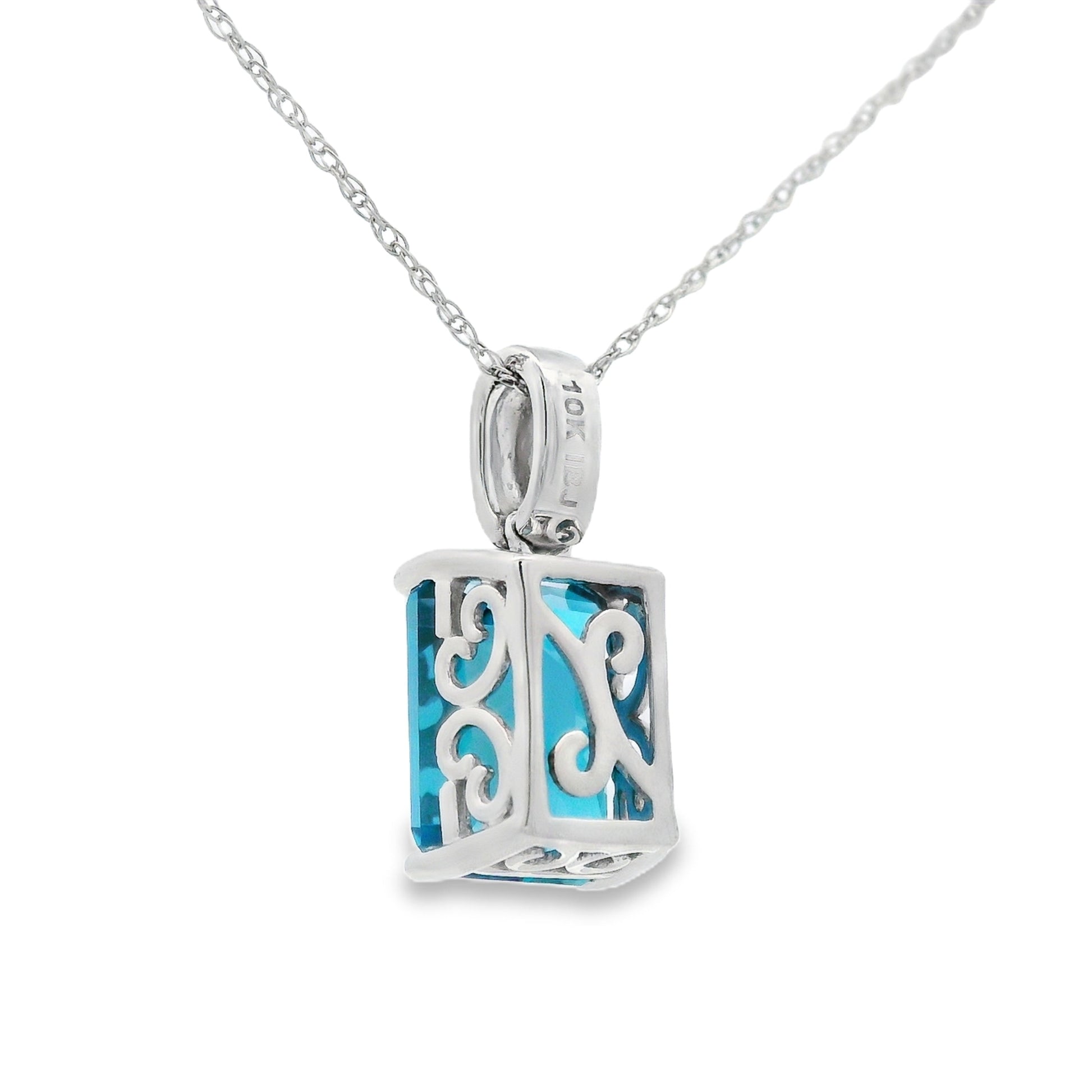 London Blue Topaz Fashion Pendants 10KT White Gold Bids.com
