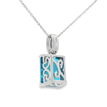 London Blue Topaz Fashion Pendants 10KT White Gold Bids.com