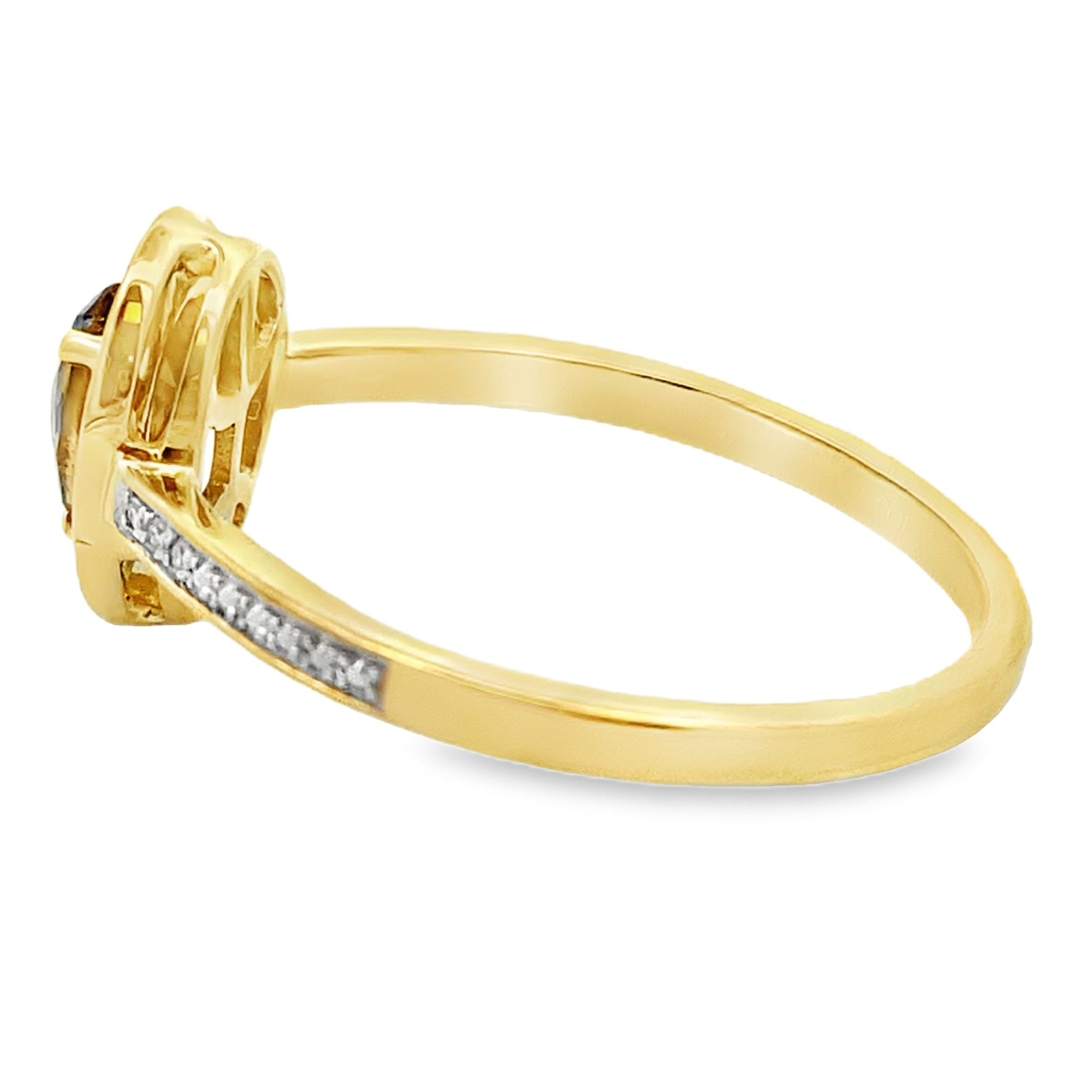 Natural .46ct Quartz Diamond Ring 10KT Yellow Gold Bids.com