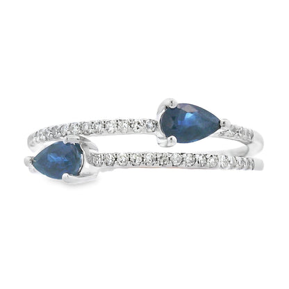 Natural .70ct Sapphire Diamond Ring 14KT White Gold Bids.com