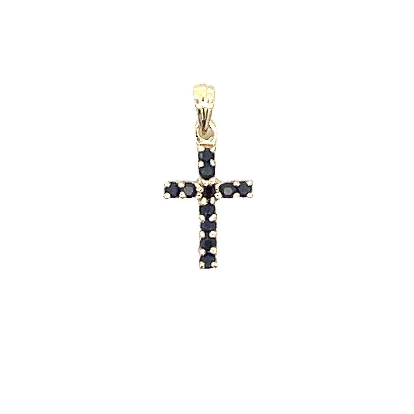 .21ct Sapphire Cross Religious Pendant 10KT Yellow Gold Bids.com