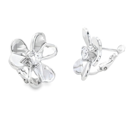 Natural Cubic Zirconia Flower Earrings Sterling Silver Bids.com