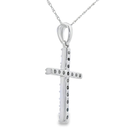 .30ct Diamond Cross Religious Pendant 14KT White Gold Bids.com