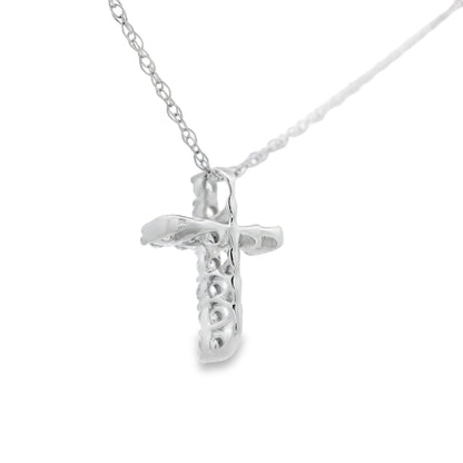 .12ct Diamond Cross Religious Pendant 10KT White Gold Bids.com