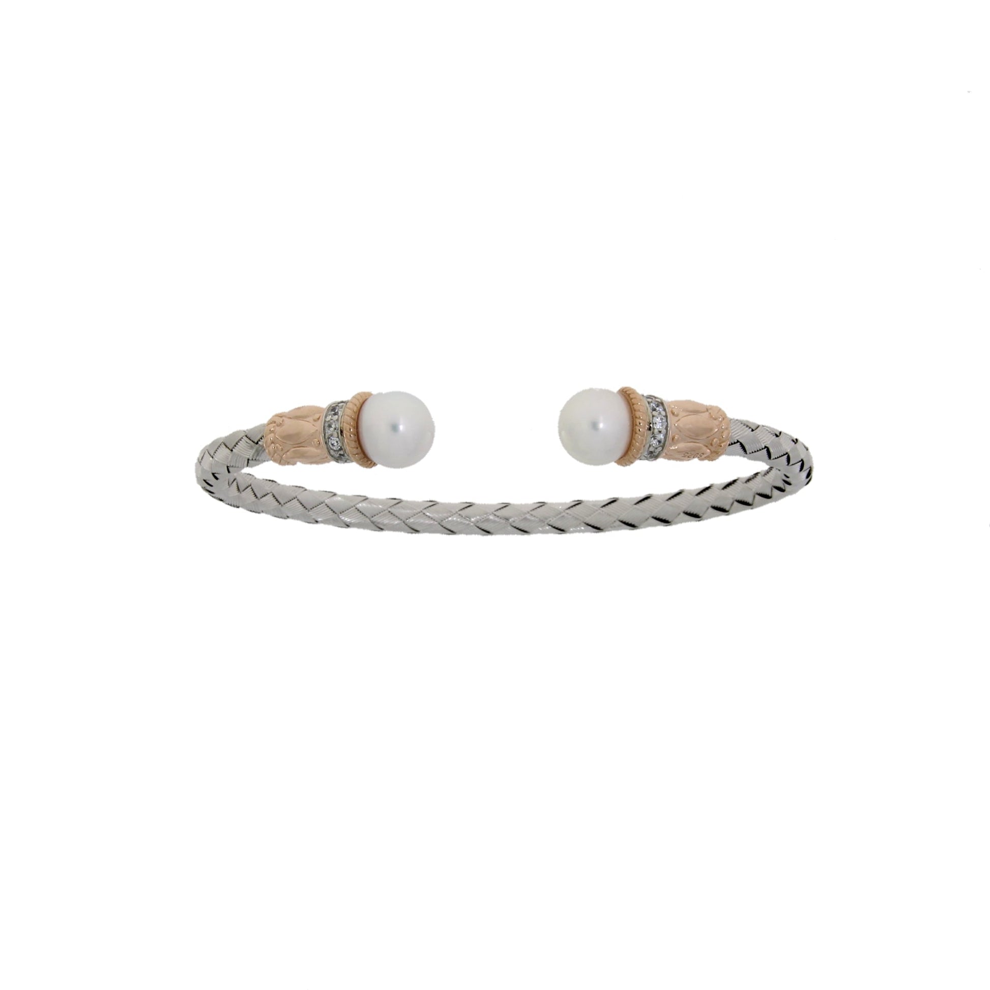 Genuine FW Pearl Bangle Bracelet Sterling Silver Bids.com