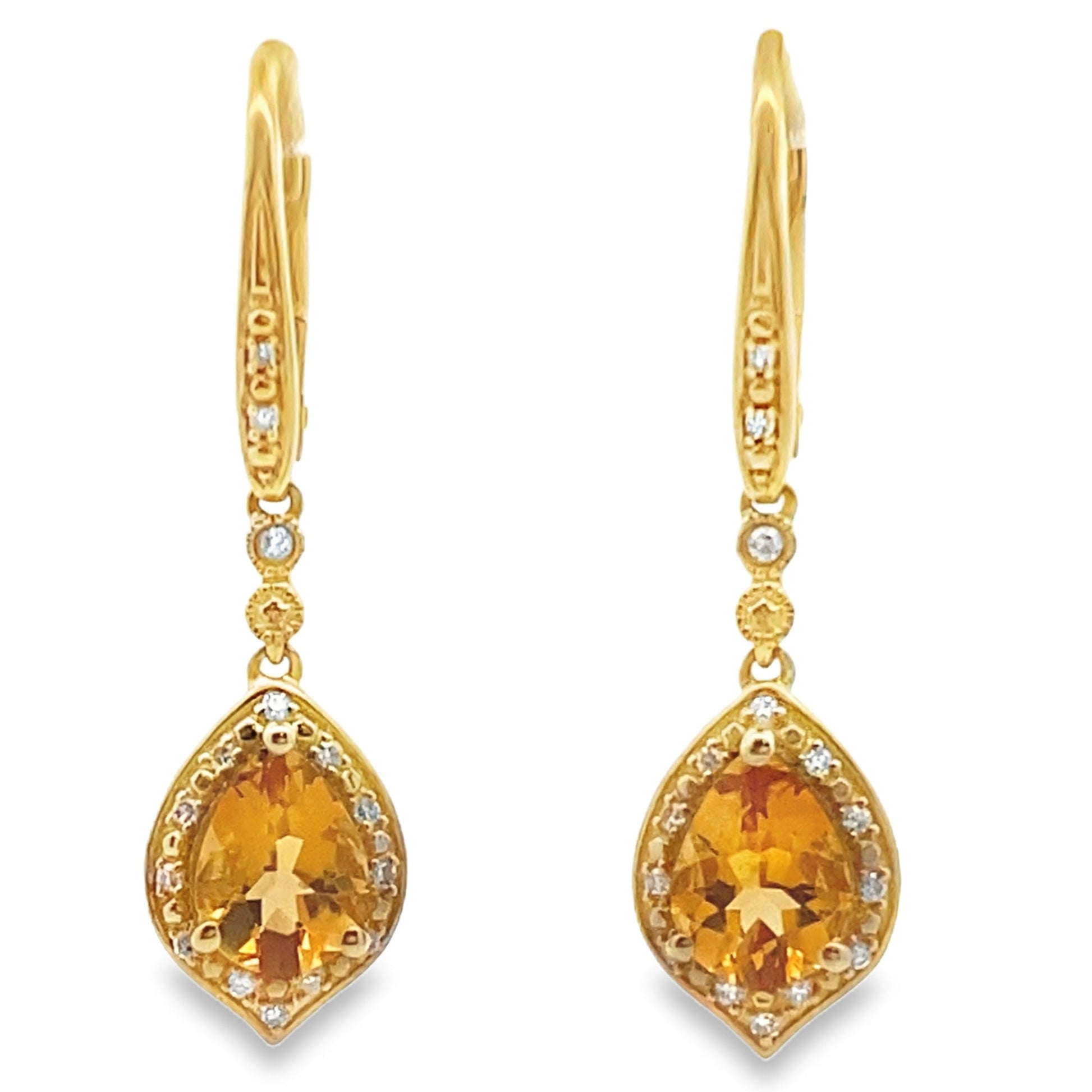 1.88ct Citrine Diamond Dangle Earrings 10KT Yellow Gold Bids.com