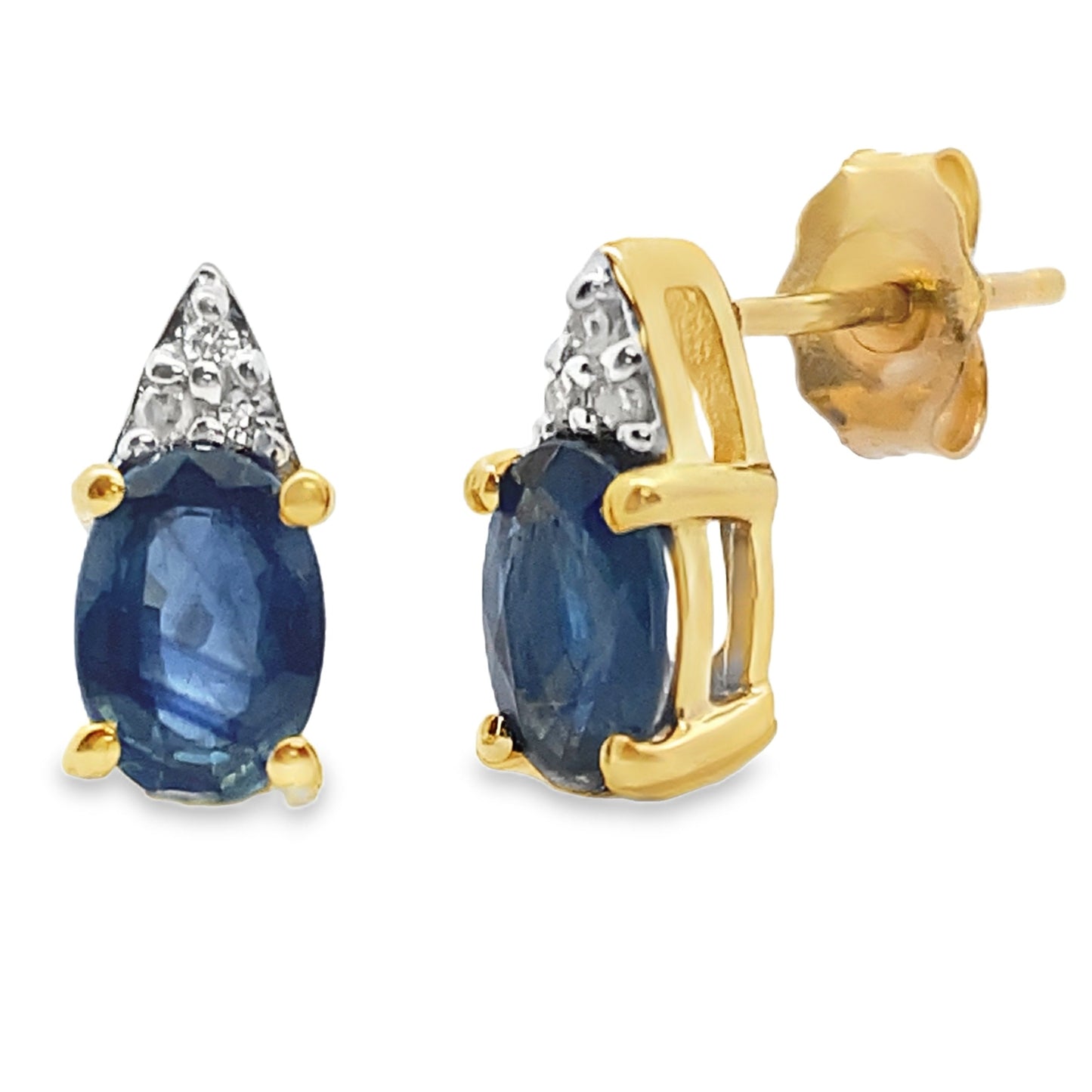 1.38ct Sapphire Diamond Stud Earrings 10KT Yellow Gold Bids.com