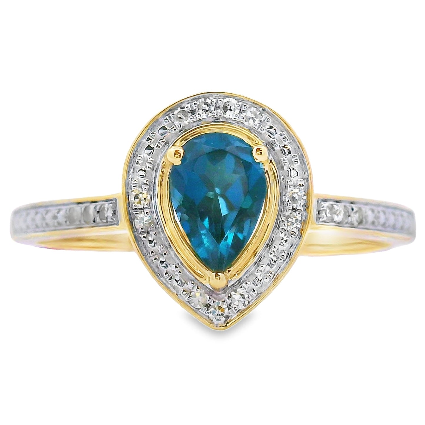 .54ct London Blue Topaz Diamond Ring 10KT Yellow Gold Bids.com