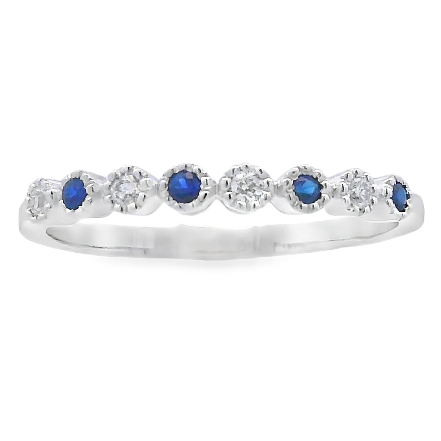 Sapphire Diamond stackable band set 14KT White Gold Bids.com