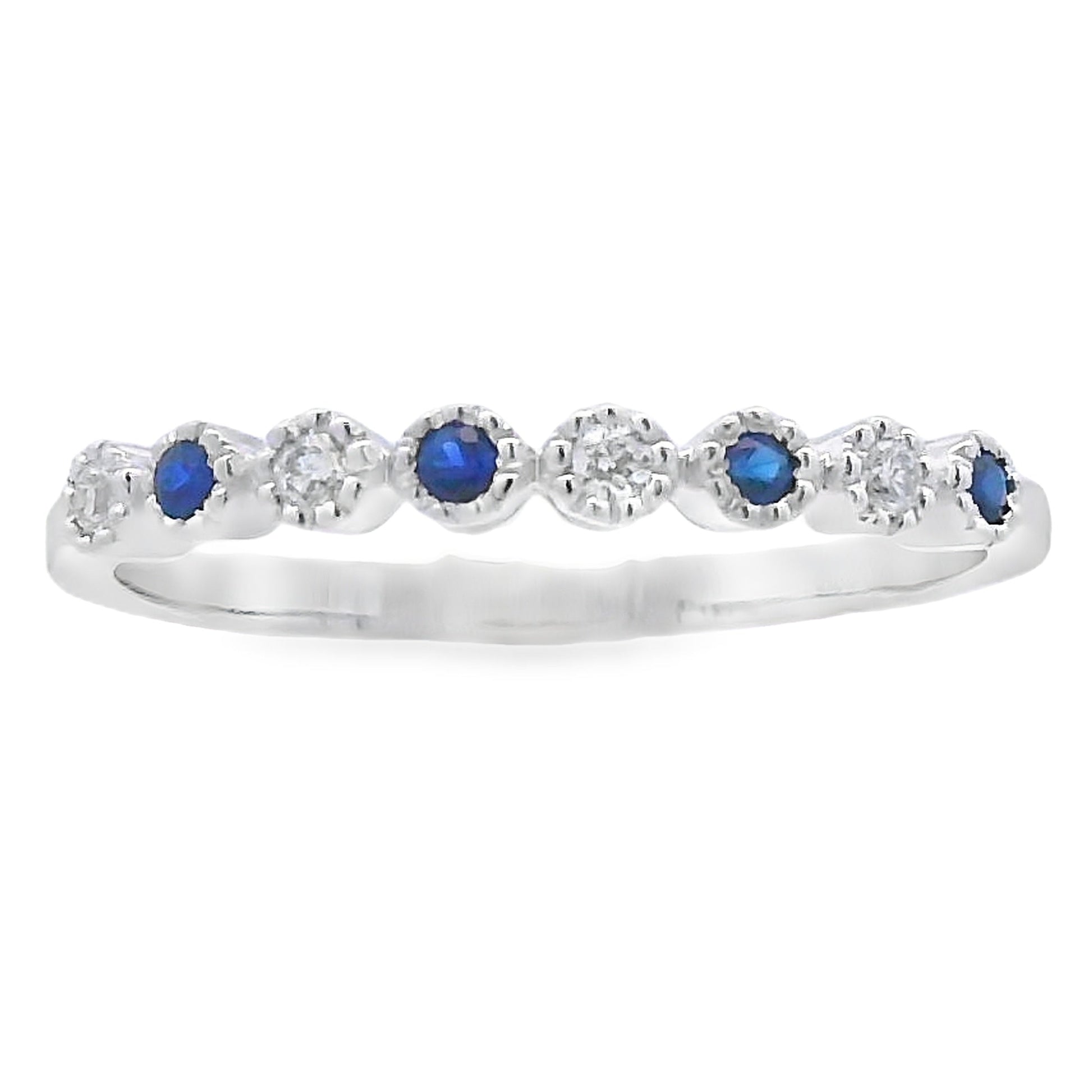 Sapphire Diamond stackable band set 14KT White Gold Bids.com