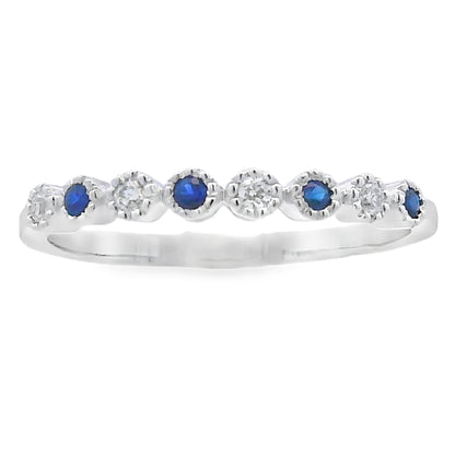 Sapphire Diamond stackable band set 14KT White Gold Bids.com