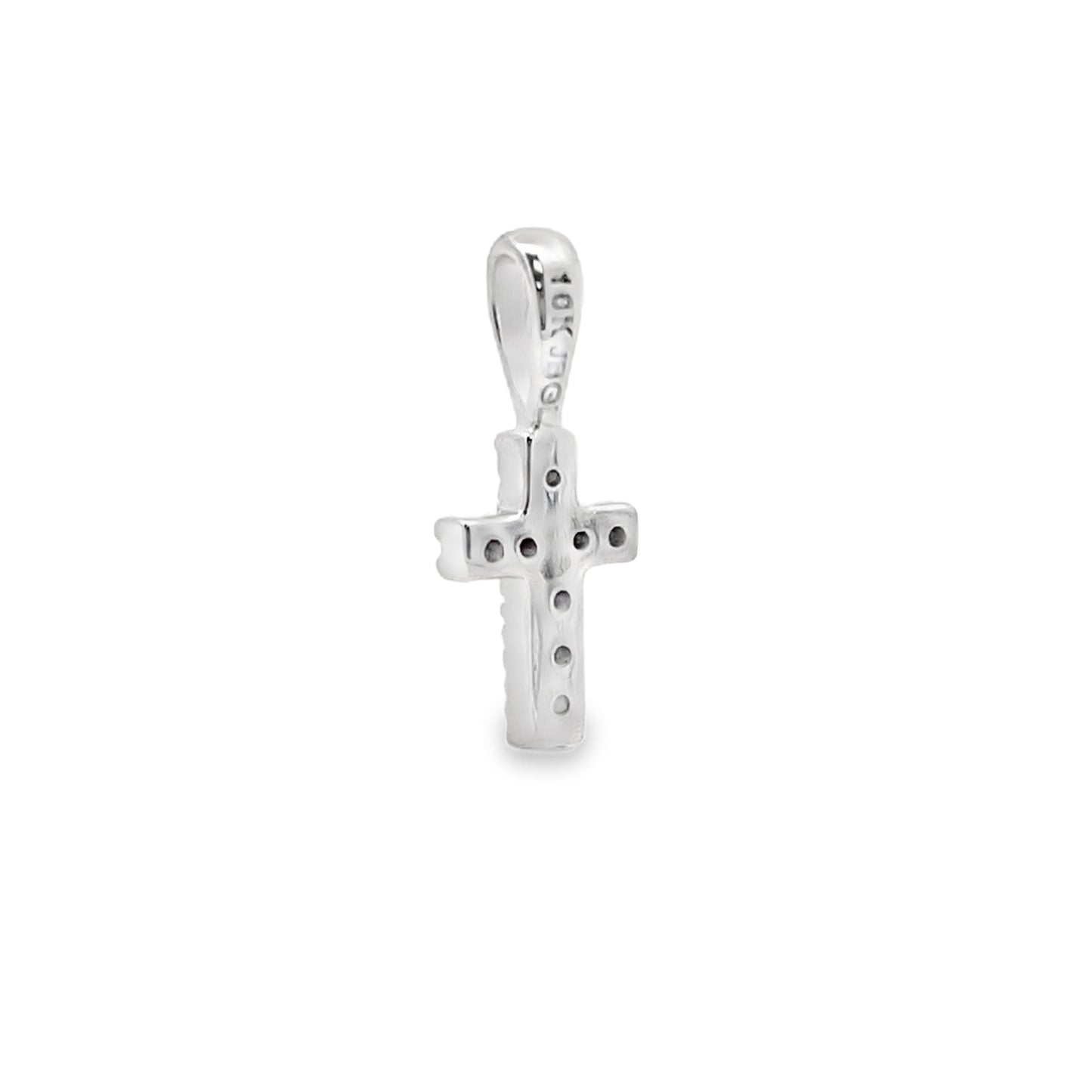 .03ct Diamond Cross Religious Pendant 10KT White Gold Bids.com