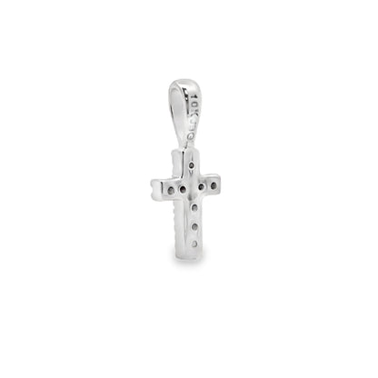 .03ct Diamond Cross Religious Pendant 10KT White Gold Bids.com