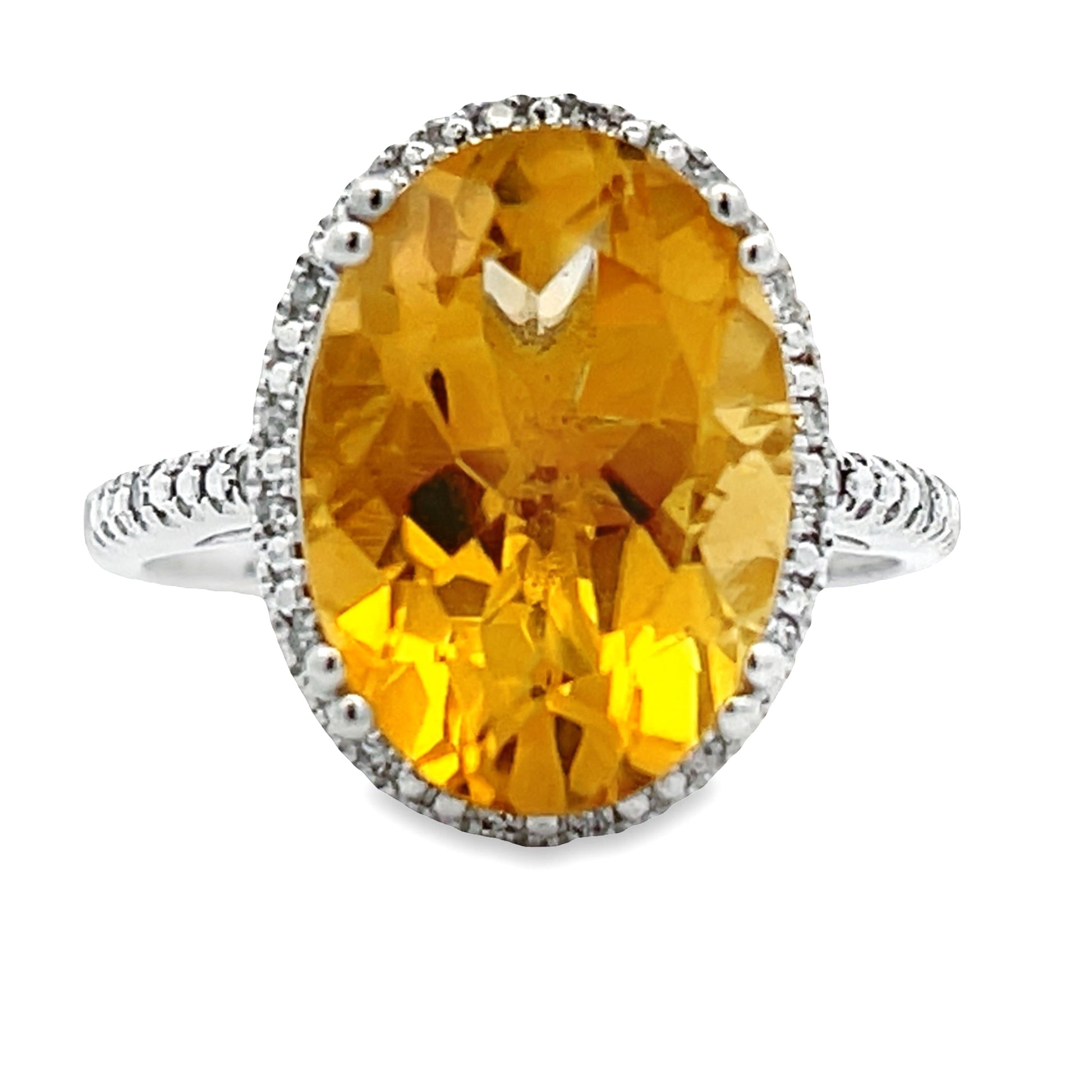 Natural 5.17ct Citrine Diamond Ring 14KT White Gold Bids.com
